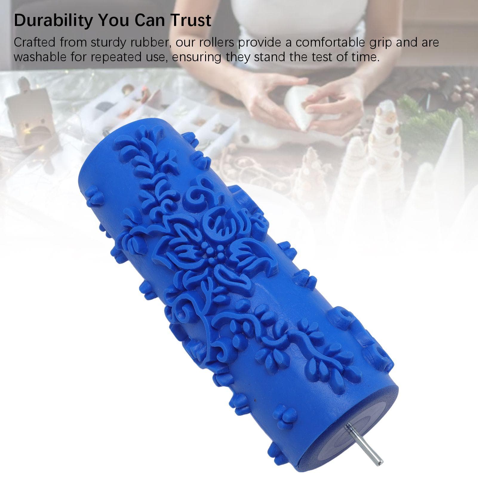 Decorative Texture Roller 15x6x6cm Washable Rubber Pattern Paint Roller for Walls Furniture
