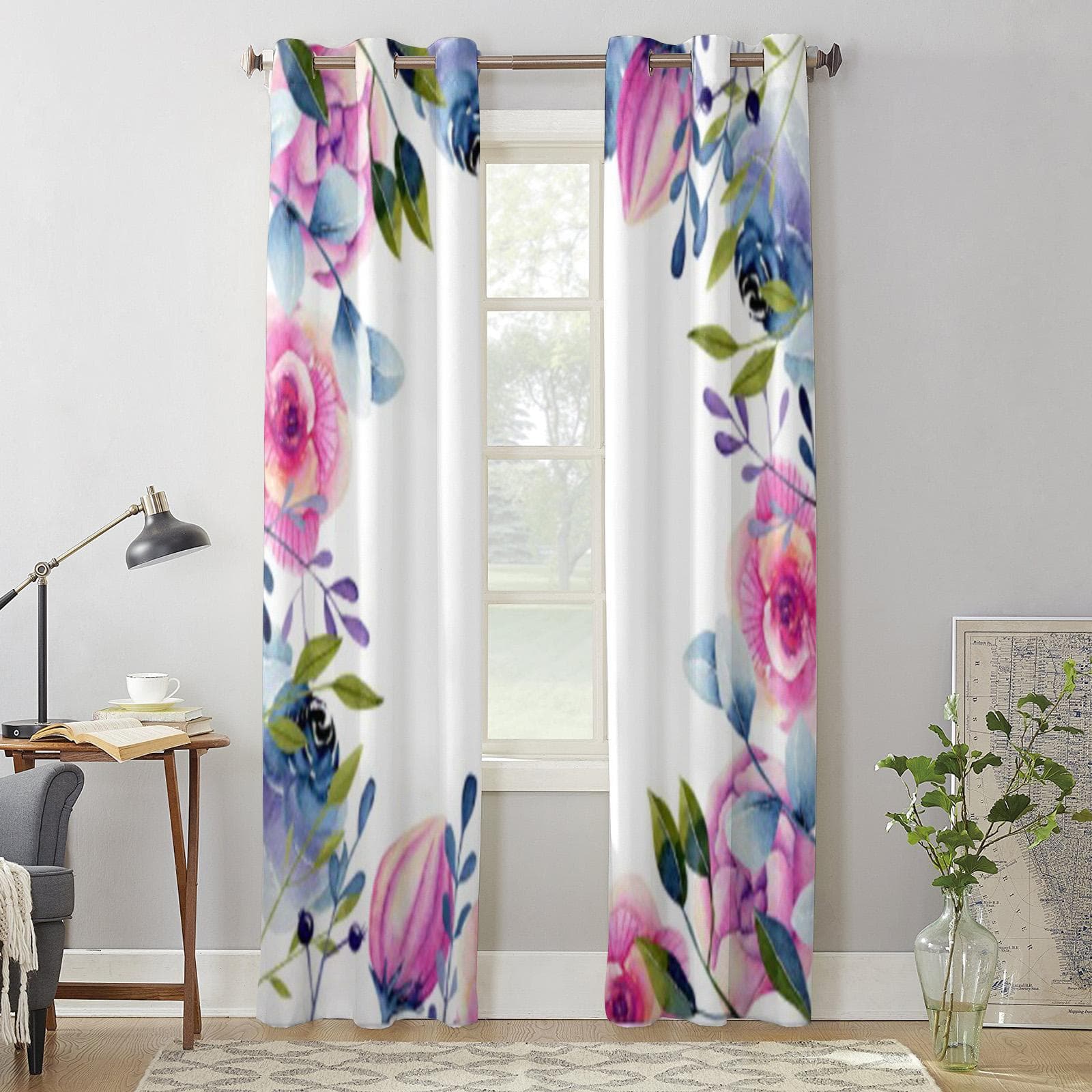 Red Roses and Peonies Luxury Window Curtain for Living Room Bedroom Home Decor Kitchen for Window Drapes 135W x 60H(cm) x1