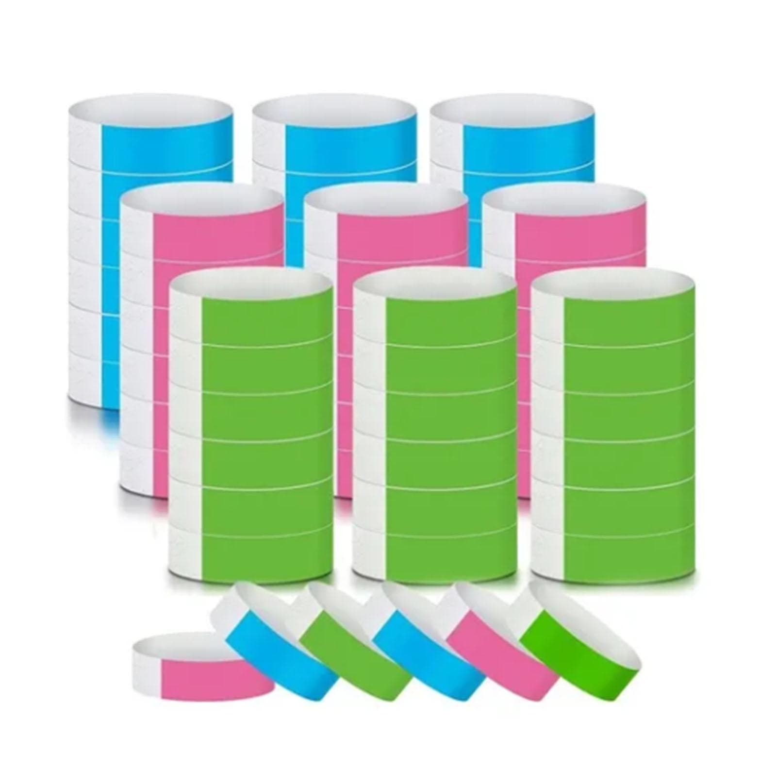 300pcs Synthetic Paper Wristbands Disposable Waterproof Paper Wrist Strap Event Wrist Bands for pink/green