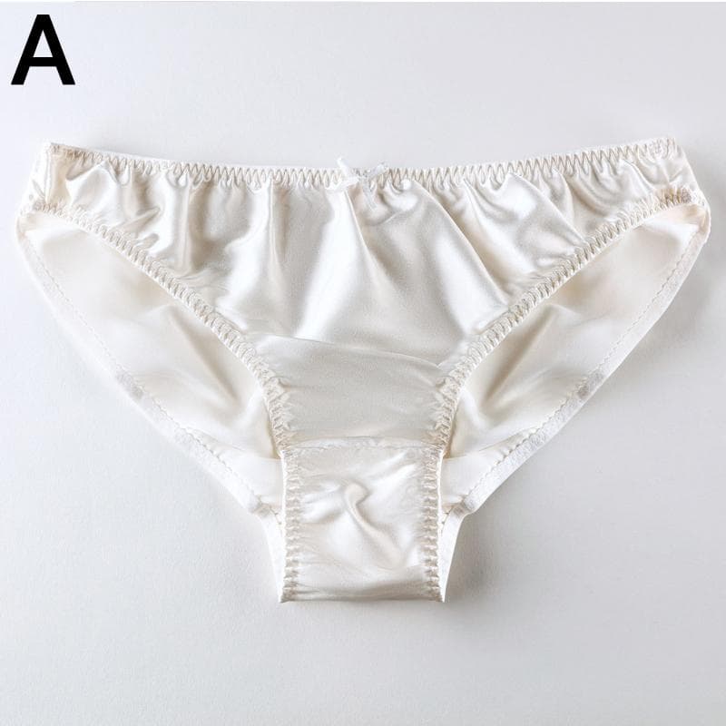 Sexy Women Ladies Satin Silky Briefs Panties Lingerie Underwear Knickers Large Size M white
