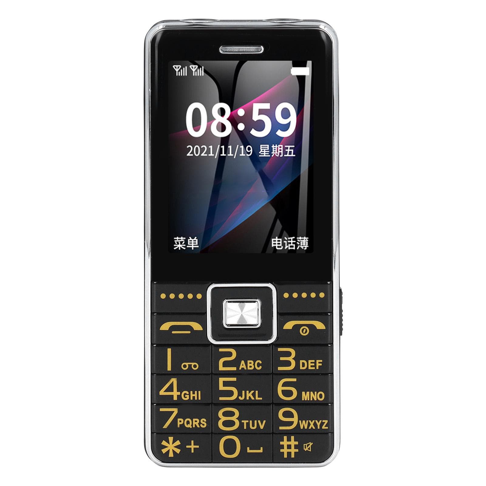 Big Button Cell Phone 2.4in Screen GSM Network 3 Card Slot Video Blutooth FM Radio Basic Cell Phone black