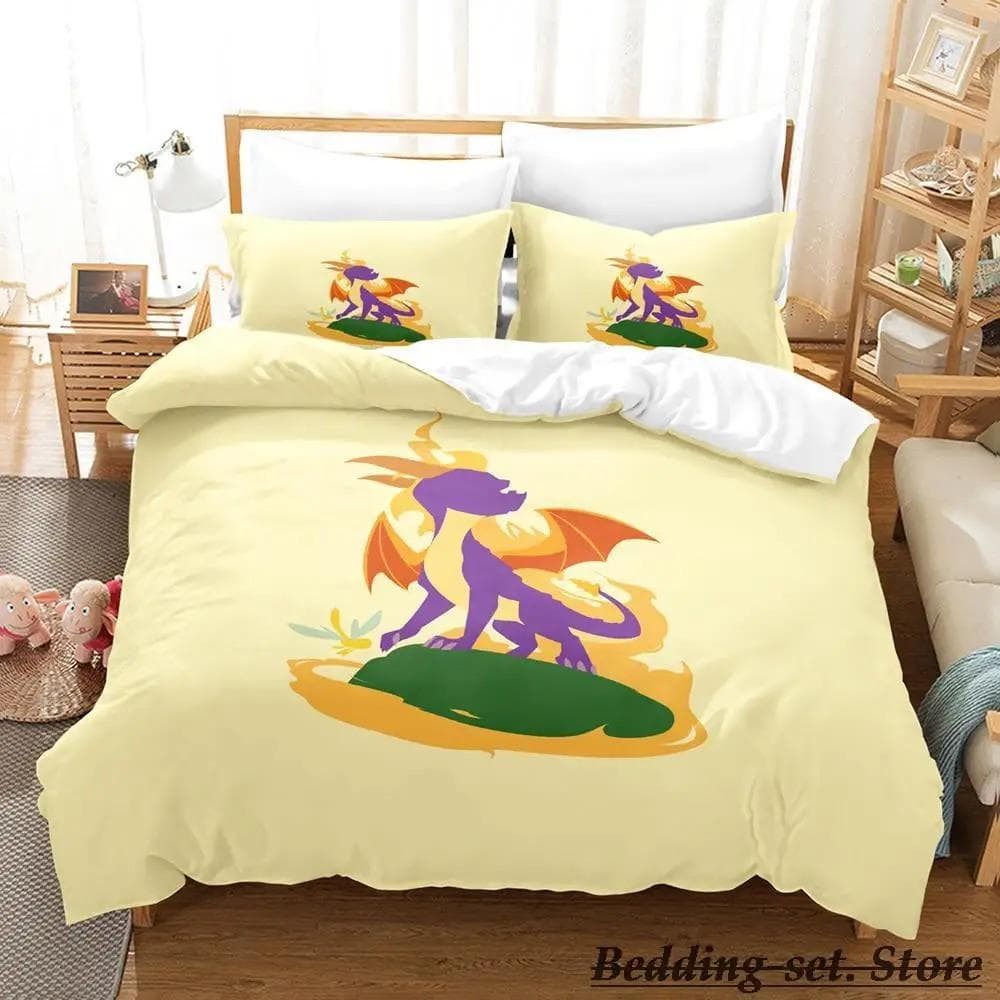 Spyro reignited trilogy Bedding Set Single Twin Full Queen King Size Bed Set Adult Kid Bedroom Duvetcover Sets Anime Gme 70x133cm 2pcs