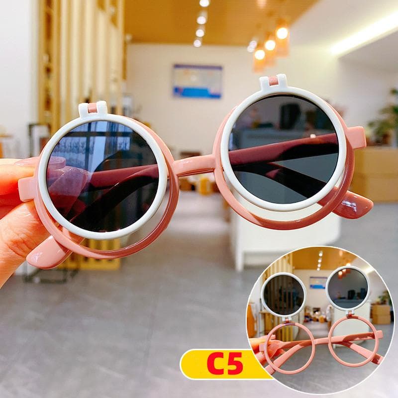 Kids Flip Frame Sunglasses UV400 Protection Cartoon Sunshade Eyewear for Boys Girls Summer Beach Party Favor Age 0 -10