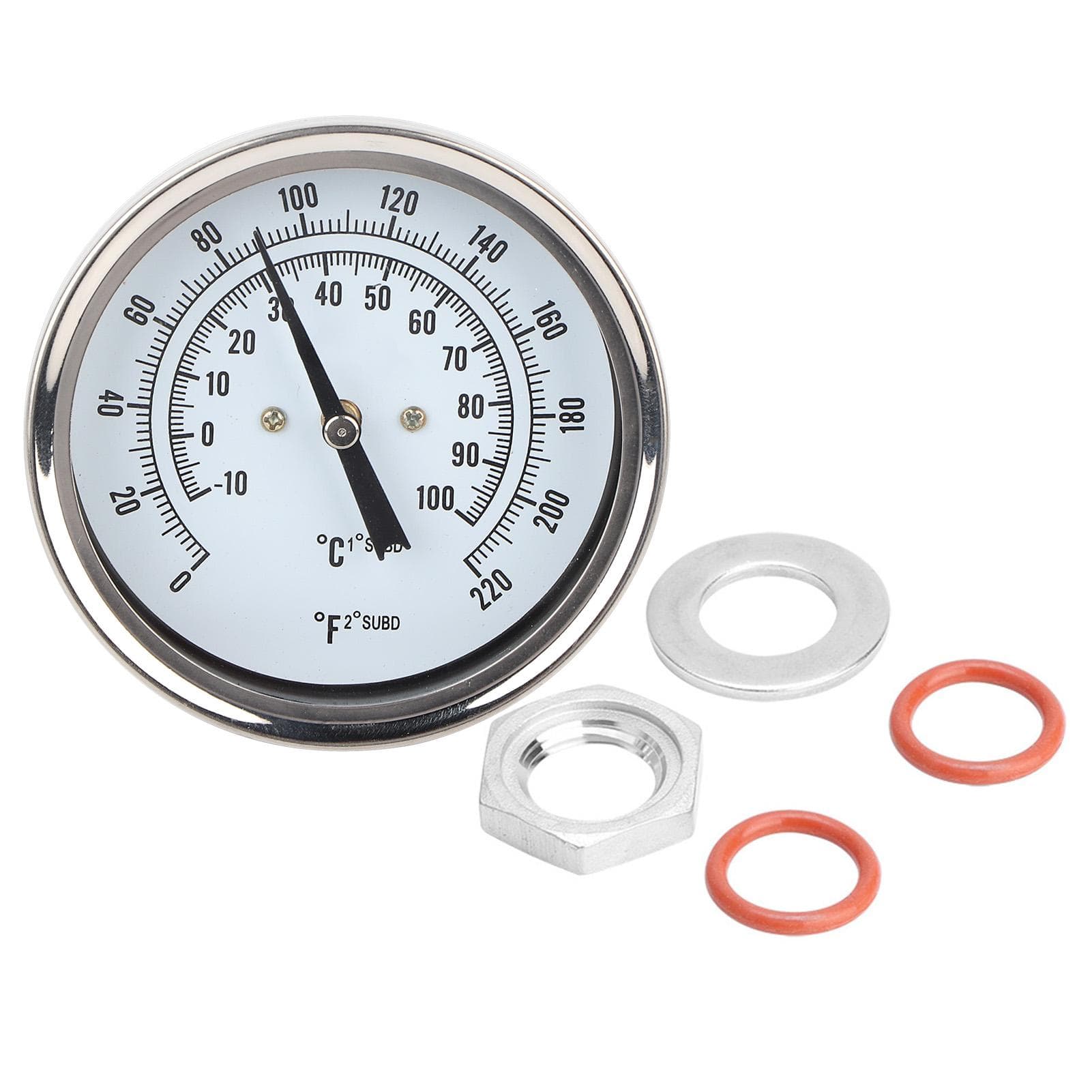 Weldless Bi metal Thermometer Kit 1/2 MNPT 0~220F for Homebrew Beer and Wine Thermometer