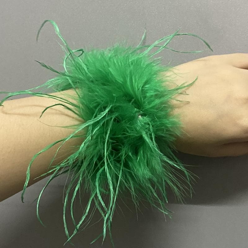 Real Ostrich Feather Cuffs women Wrist Sleeve fur cuff Luxury Furry Feather feather cuff snap bracelet Lady Feather Anklets 1pcs