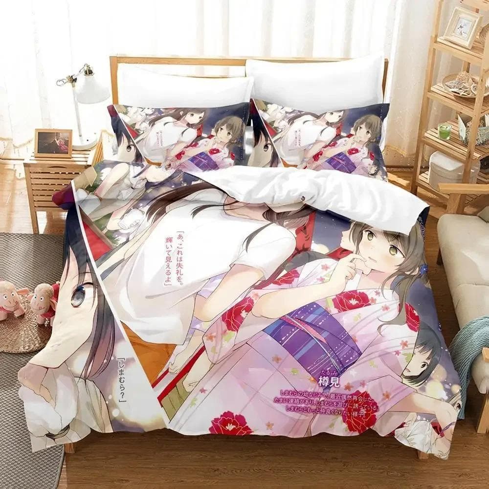 Adachi and Shimamura Bedding Set Cartoon Anime three-piece set Adult Kid Bedroom Duvet cover Sets comforter bedding sets luxury 70x133cm 2pcs