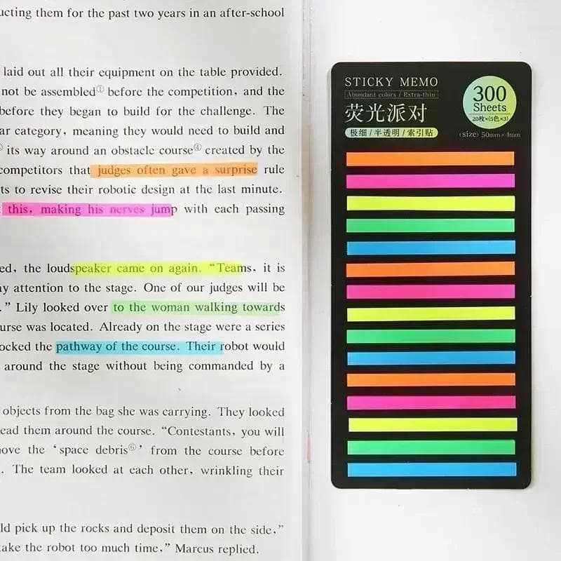 300 Sheets Colorful Practical Index Sticky Notes Thin Tags Memo Bookmark Stickers Label Office Students Book Reading Marking