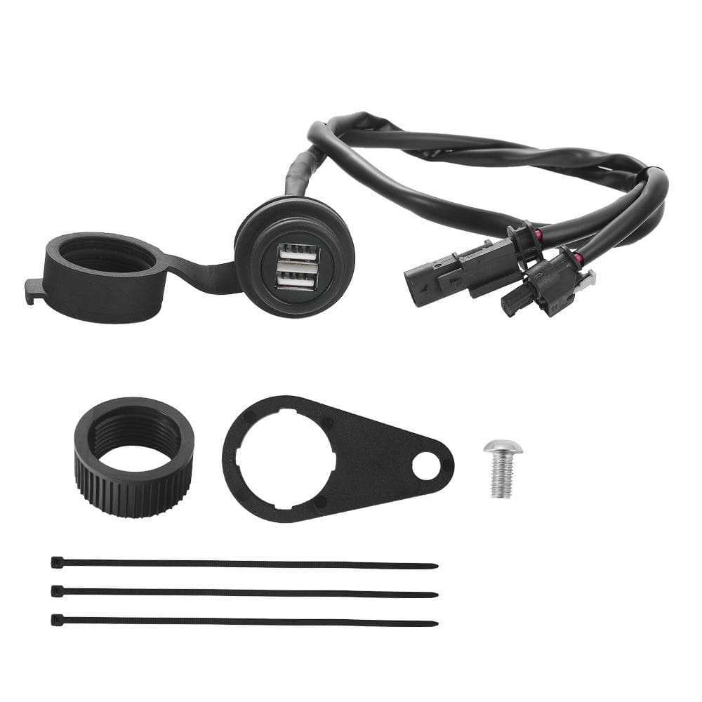 Motorcycle USB Charging Socket Modified USB Chargers Adapter with Dual 5V2A Port Waterproof Cover black
