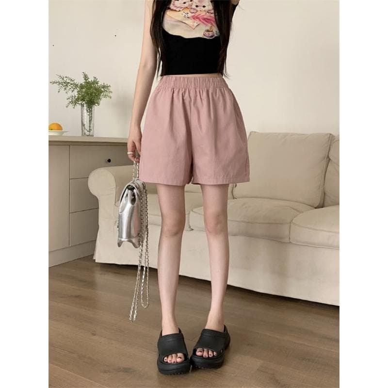Shorts for Women's Summer Thin Loose High Waist Casual Japanese Lazy Style Five-point Pants Wearing Ice Silk Wide-leg Pants 4XL