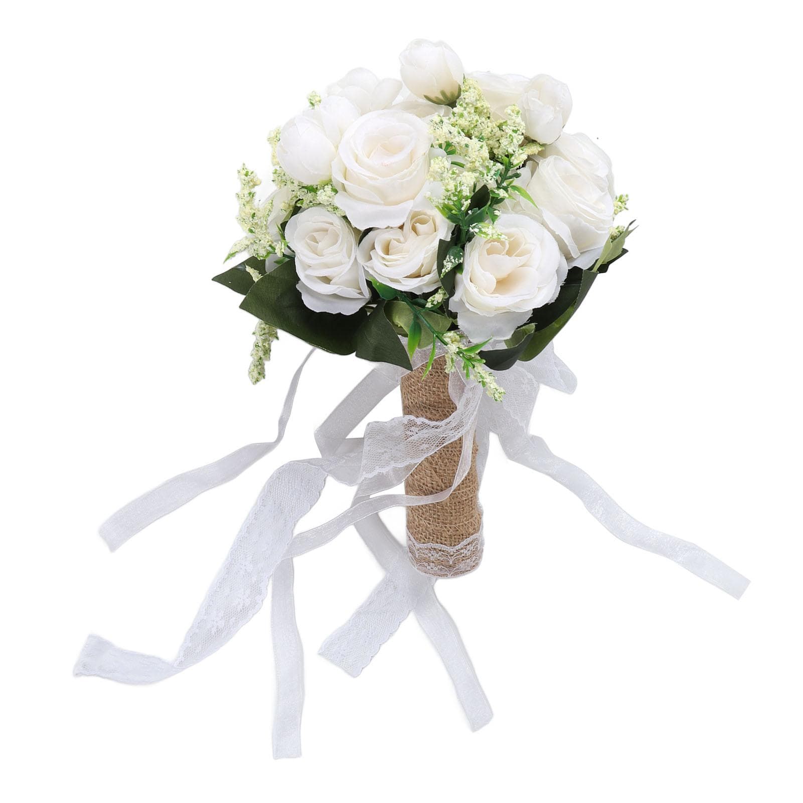 Holding Flowers Artificial Lifelike Modern Elegant Decorative Bridal Bouquet for Wedding milk white