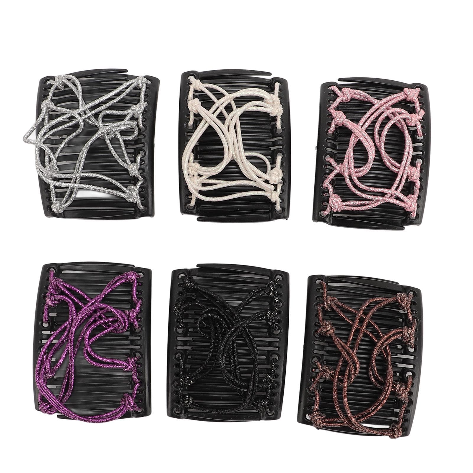 6 Pack Magic Hair Combs for Women Accessories Stretchy Double Comb Adjustable Elastic Hair Clips