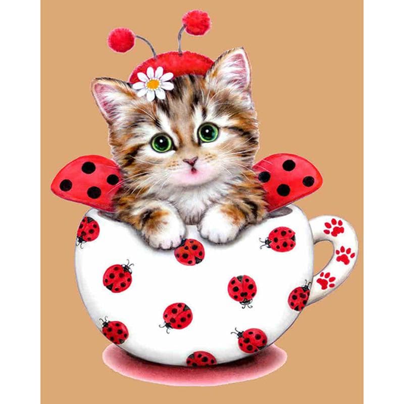 5D DIY Diamond painting Ladybug cat Diamond Embroidery Mosaic crystal Cross Stitch home decor gifts 20X30CM