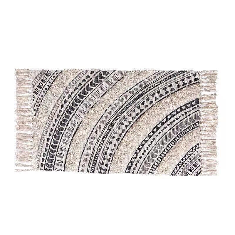 Nordic Tassel Knit Rug Ethnic Carpet Small Rug 60x90cm Bedroom Kitchen Rugs Living Room Washable Mat Boho Retro Home Decoration 60x90cm 23.6x35.4in