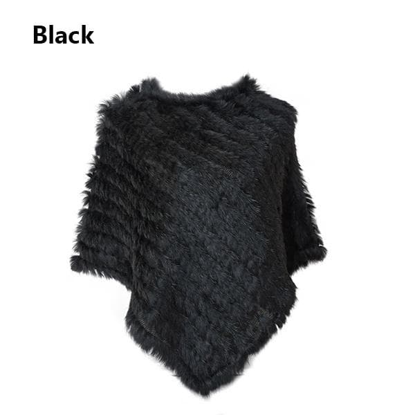 New Fur Knitted Rabbit Fur Poncho Vest Fashion Wrap Coat Vtg Shawl Lady Wedding Party ONE Size black