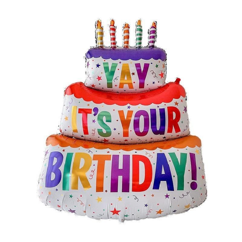 Large Birthday Three Layer Cake Candle Stripe Polka Dot Foil Balloons Birthday Party photo Props Scene Decoration Cake