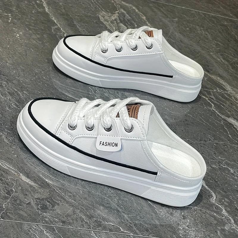 Summer Half Top Shoes Sandals Breathable and Comfortable Women's Shoes Student Shoes Fashion Cool Slippers 38 white