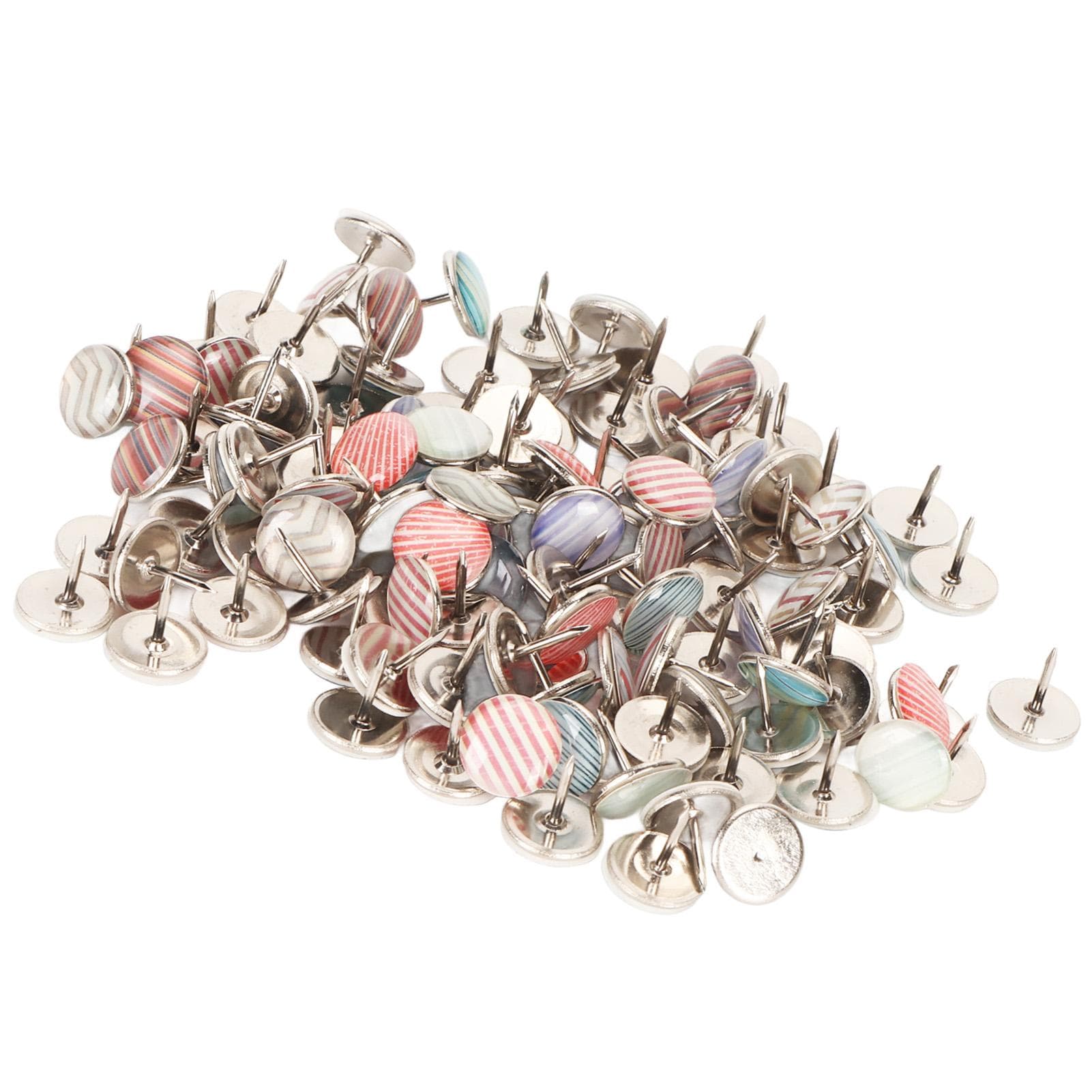 120Pcs Colorful Thumbtacks Rich Colors Plated Metal Box Packed Cork Board Pins for Office Classroom