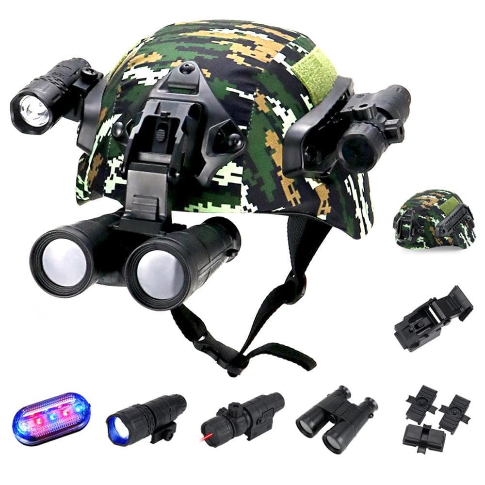 Airsoft Paintball Fast Helmet with Flashlight Telescope Strobe Light for Outdoor Training Hunting