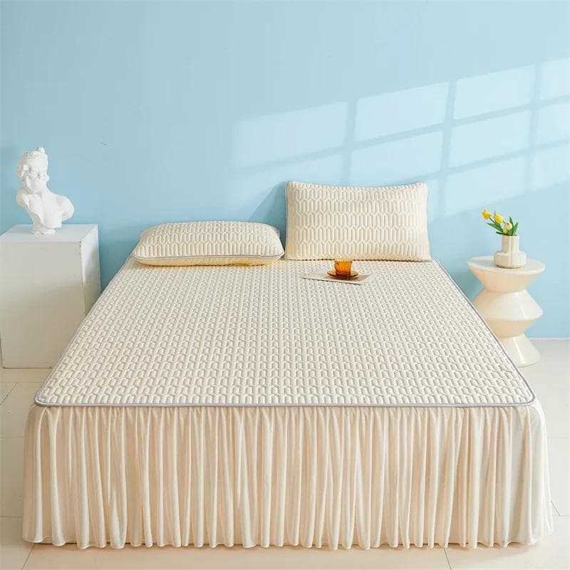 New Thickened Summer Bed Skirt Latex Cool Mat Single Piece Washable Air Conditioning Mat Ice Silk Cool Mat Two pillowcases