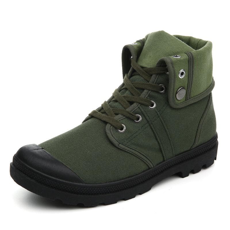 2024 New Fashion High Top Canvas Shoes For Men Outdoor Platform Casual Shoes Comfortable Lace Up Men's Sneakers Zapatos Hombres 39 army green