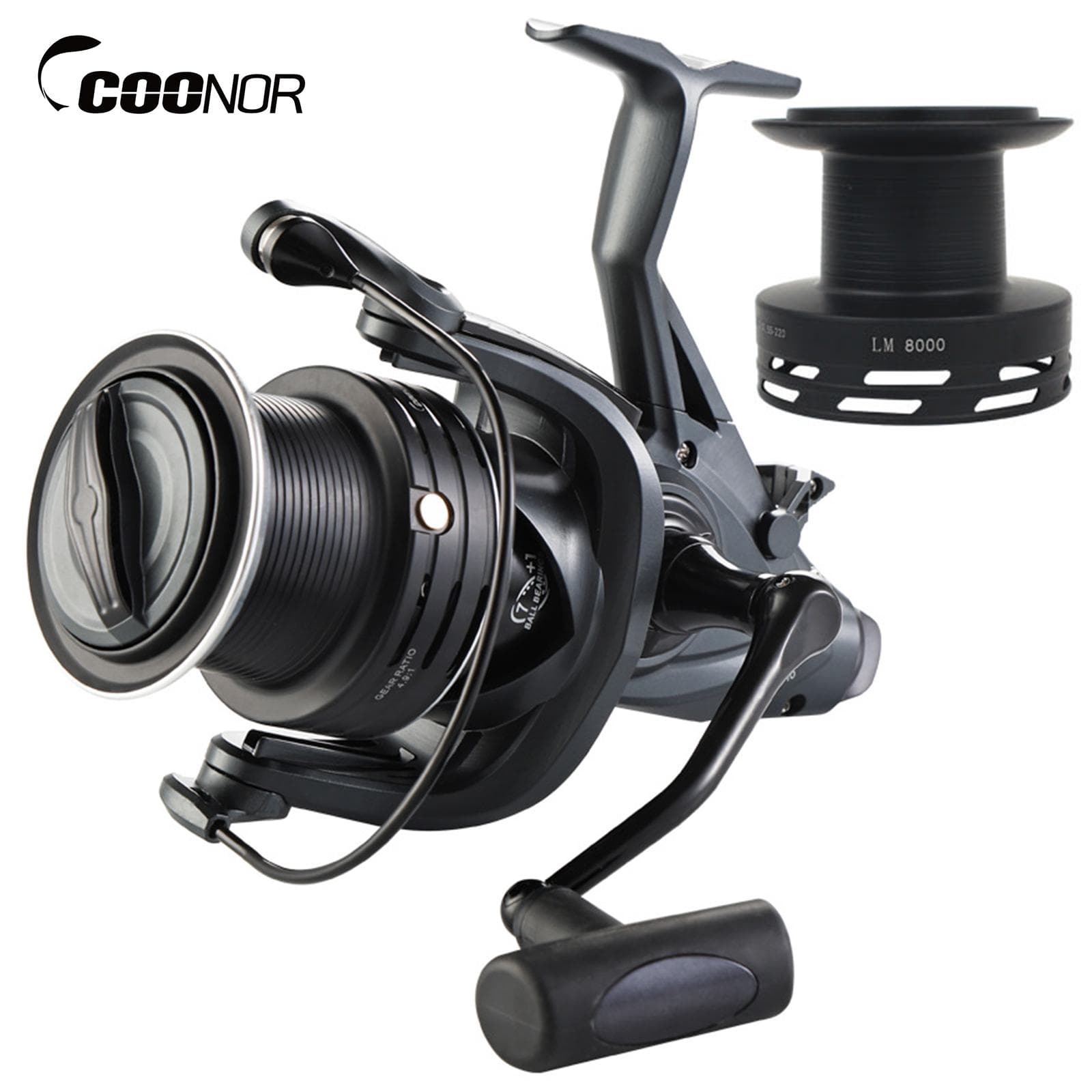 4.9:1 Carp Spinning Reel 15kg Brake Force Dual Brake Fishing Reel with Dual Spool for Fishing LM8000