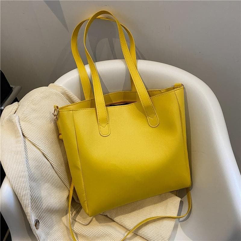 Women's Handbag Simple Student Commuter Bag Large-capacity Crossbody Bag Versatile Single-shoulder Tote Bag 29*10.5*27.5cm yellow