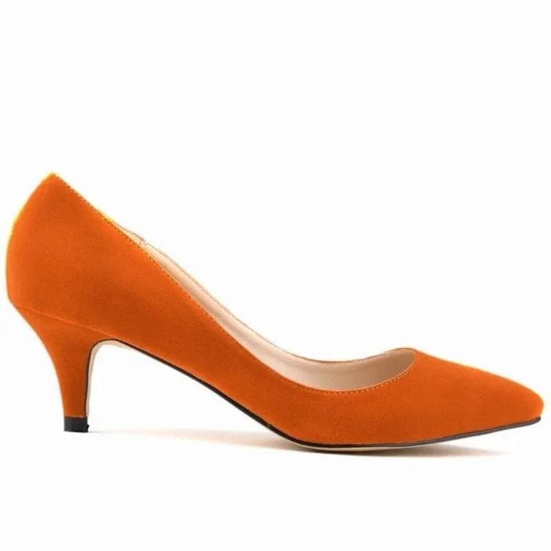 Spring and Autumn Women Shoes High Heels Solid Color Breathable Non Slip Sole Latex Insole Work Wedding Shoes shoe 38 orange