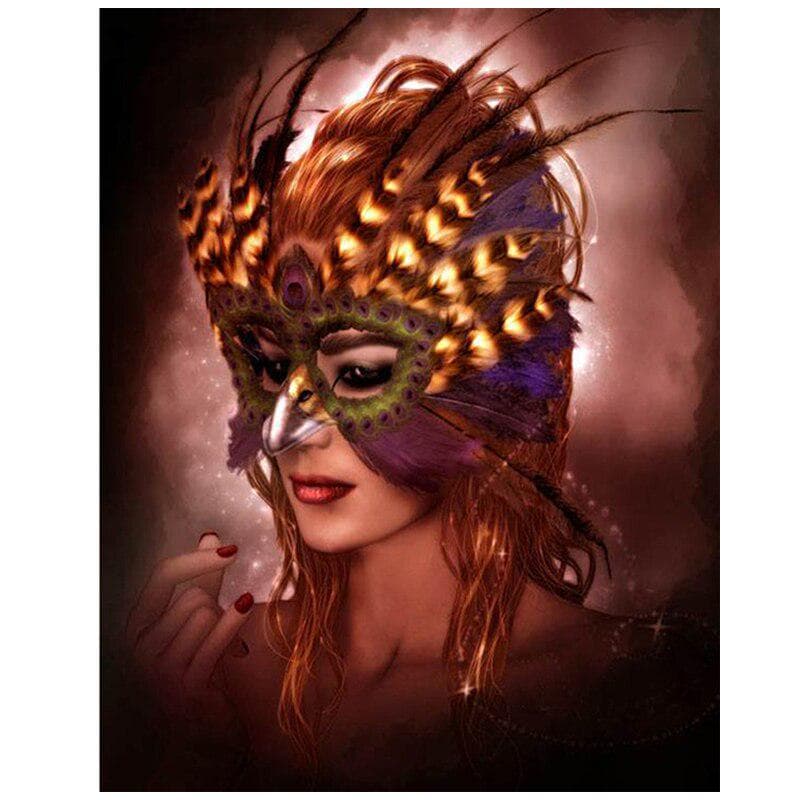 5D Diamond Painting Mask Beauty Full Display Round Diamond Embroidery Dance Cross Stitch Rhinestones 20X30CM