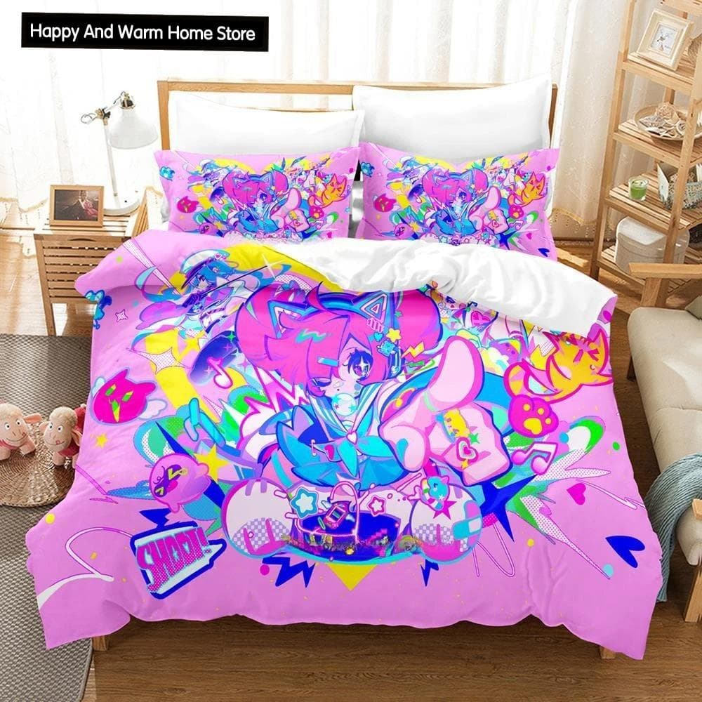 Fashion 3D Print Music Game Muse Dash Bedding Set Single Twin Full Queen King Size Bed Set Adult Boys Bedroom Duvet cover Sets EU single(135x200cm)
