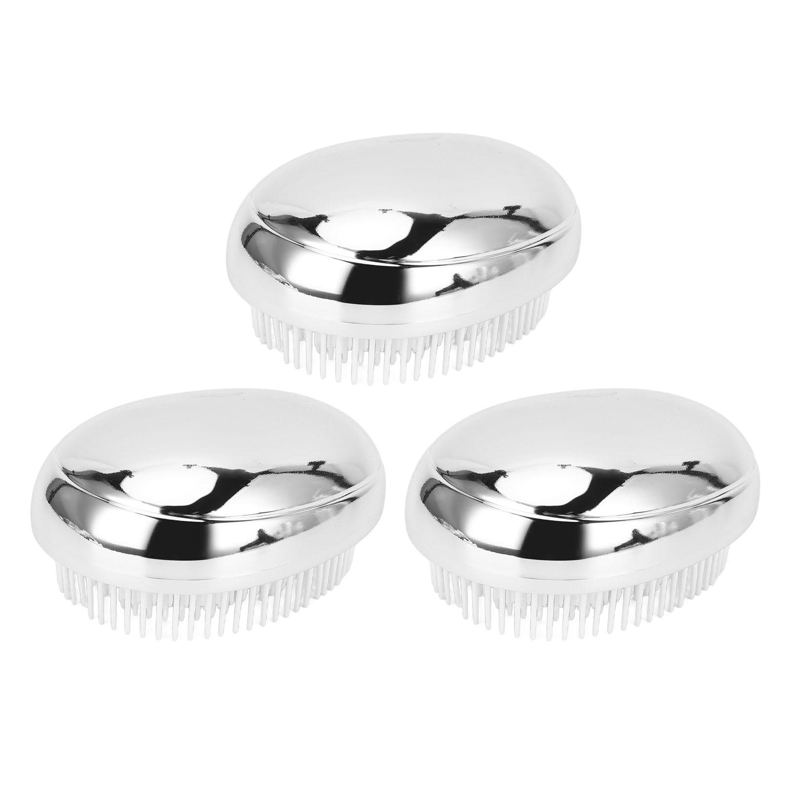 4pcs Silver Plating Egg Shape Hair Brush Gentle Detangling Brush Portable Hair Comb for All Hair