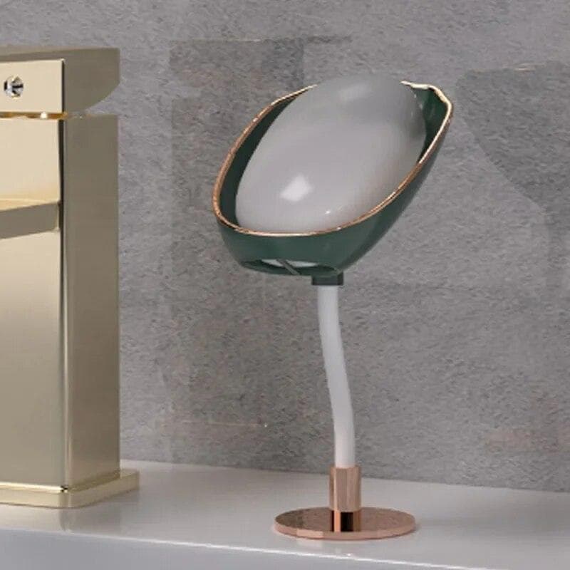 Soap Box Wall Mounted Non-perforated Mounting Wall Soap Shelf Tray Soap Holder Storage Box Bathroom Supplies green