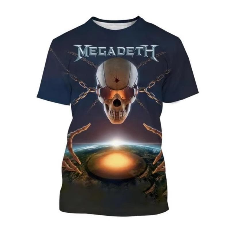 Megadeth 3D Printed T-Shirts Fashion Rock Band Men's Casual T-shirt Summer Men Punk Funny Hip Pop Short Sleeve Men's 4XL