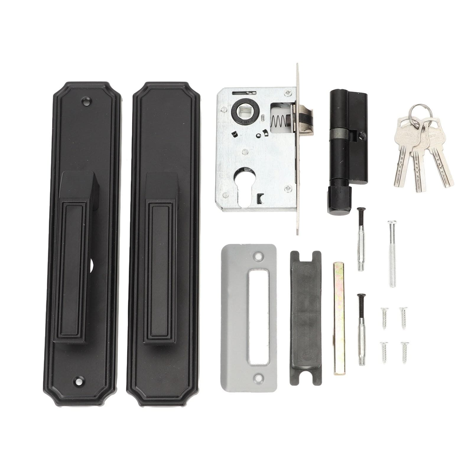 Door Handle Strong Aluminium Alloy Antioxidant Easy Mounting Straight Door Lever with 3 Keys for