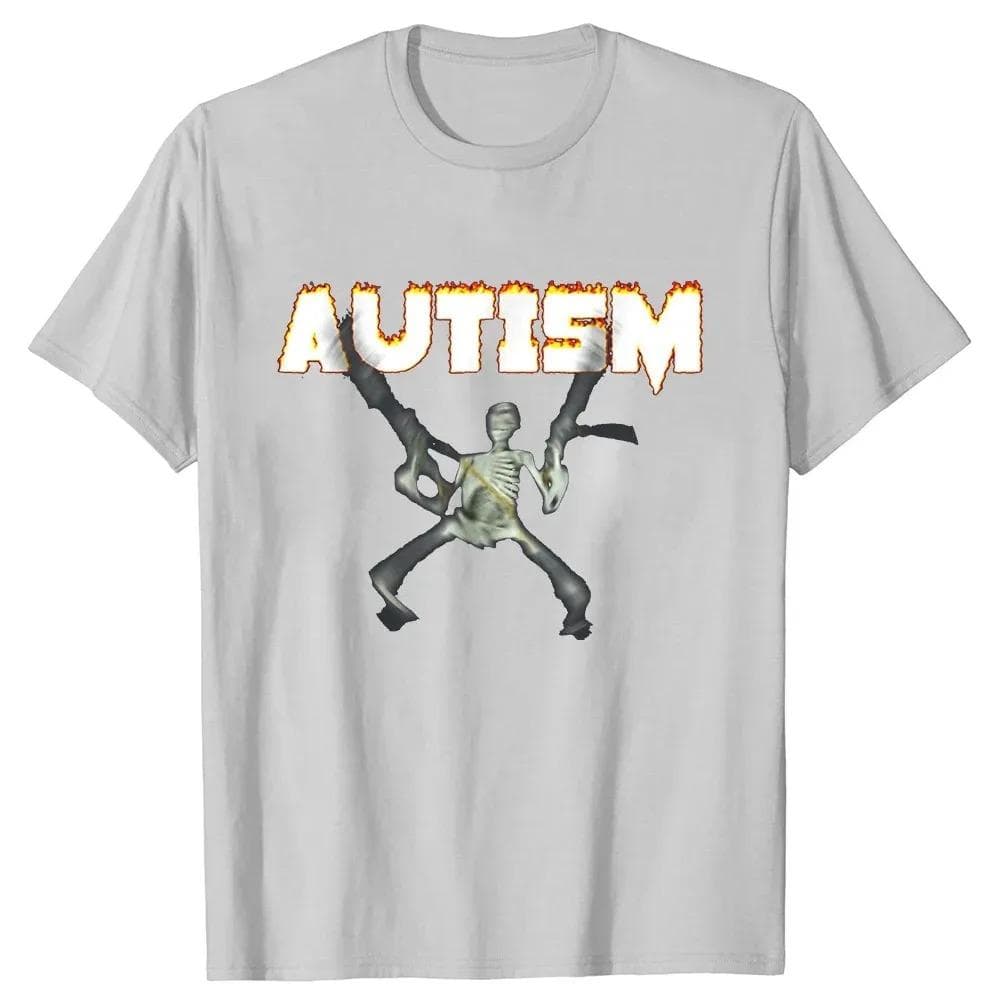 Retro Autism Skeleton Funny Men Women T-Shirt Neurodivergent Autism Awareness Support Graphic Tee Halloween Gifts Men Clothes S gold