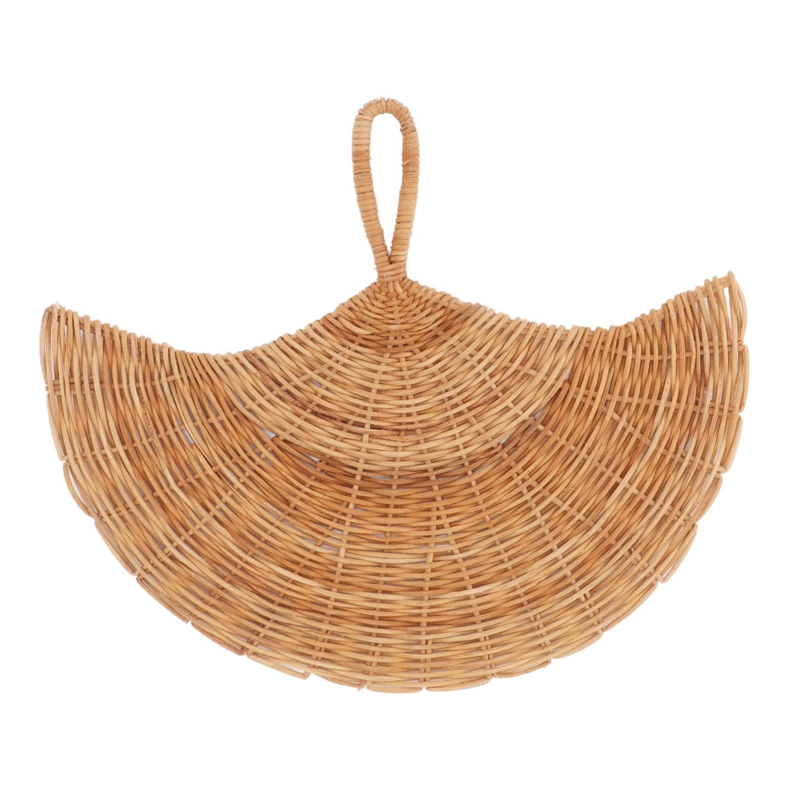 Rattan Fan Wall Decoration Northern Europe Style Woven Hanging Rattan Wall Decoration for Living brown