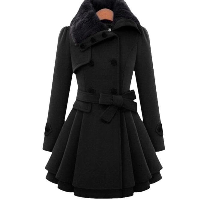 Woolen Coat Double-breasted Woolen Coat Windbreaker Women's New Style European and American Women's Fit Medium and Long Style 5XL