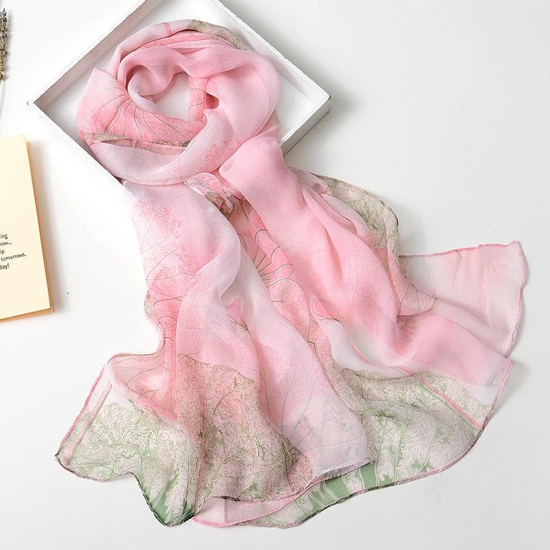 Women's Thin Scarf, Versatile Scarf, Gradient Sunscreen Scarf, Lotus Scarf 160CM pink
