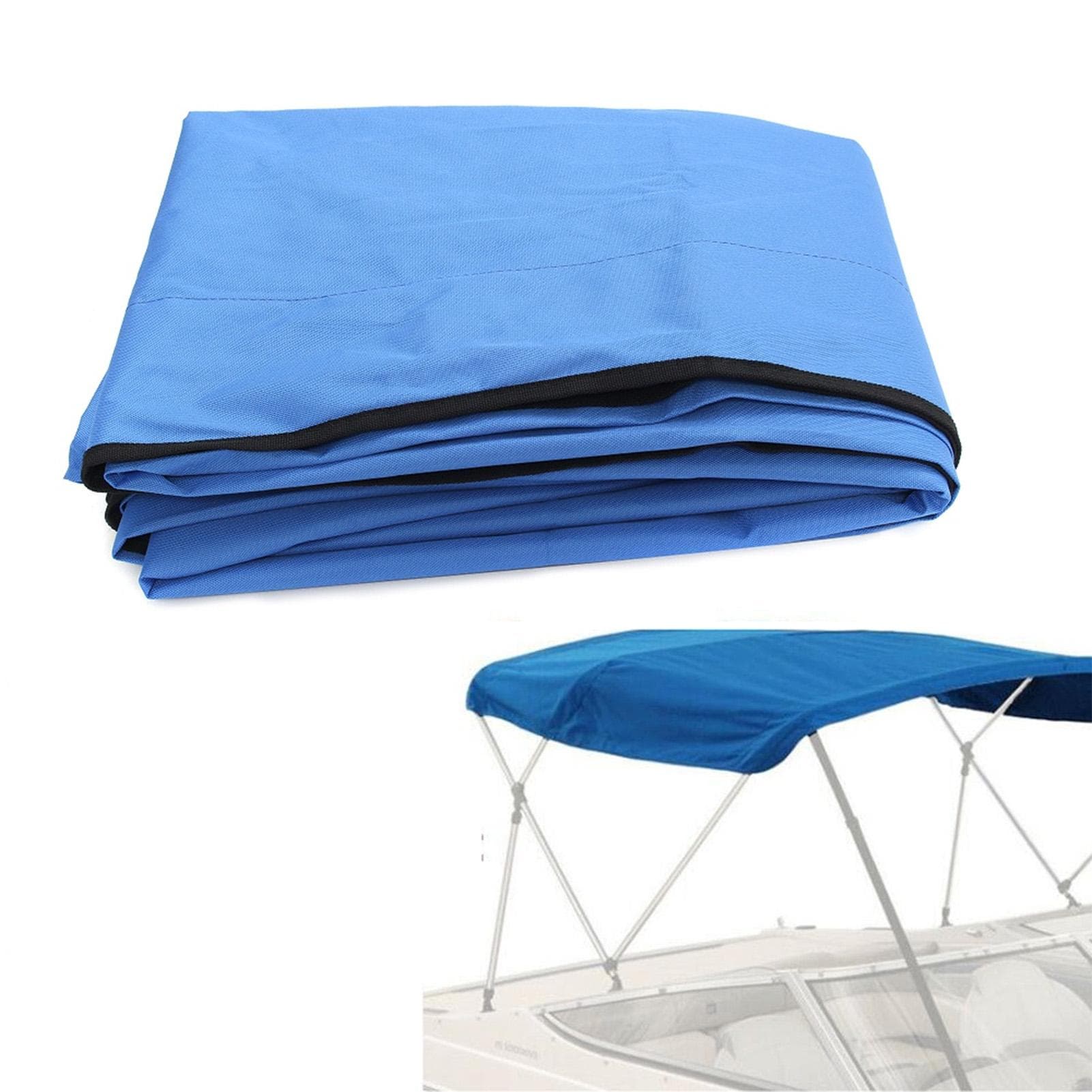 Waterproof and UV Resistant Boat Cover Canvas Yacht Awning Top Cover with Zipper without Frame Fits 3BOW 61"-72"W blue