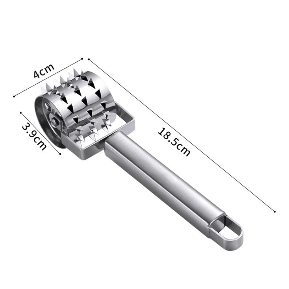 Handheld Meat Tenderizer Stainless Steel Rolling Loose Meat Hammer Roller Tendering Steak Beef Pork Kitchen Cooking Tool New silver