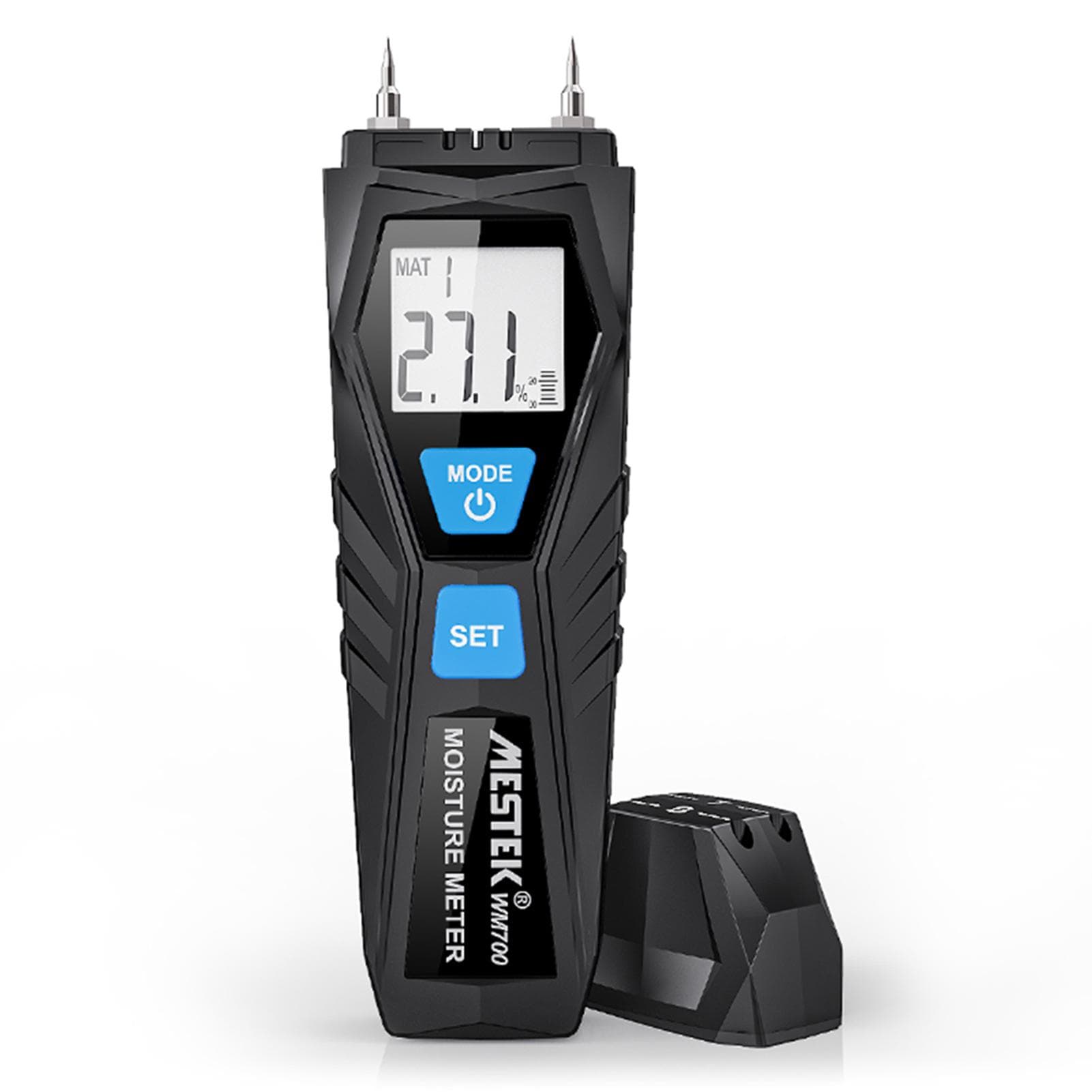 MESTEK WM700 Wood Moisture Tester Handheld Temperature Humidity Meter Mini LCD Digital Lumber Damp black