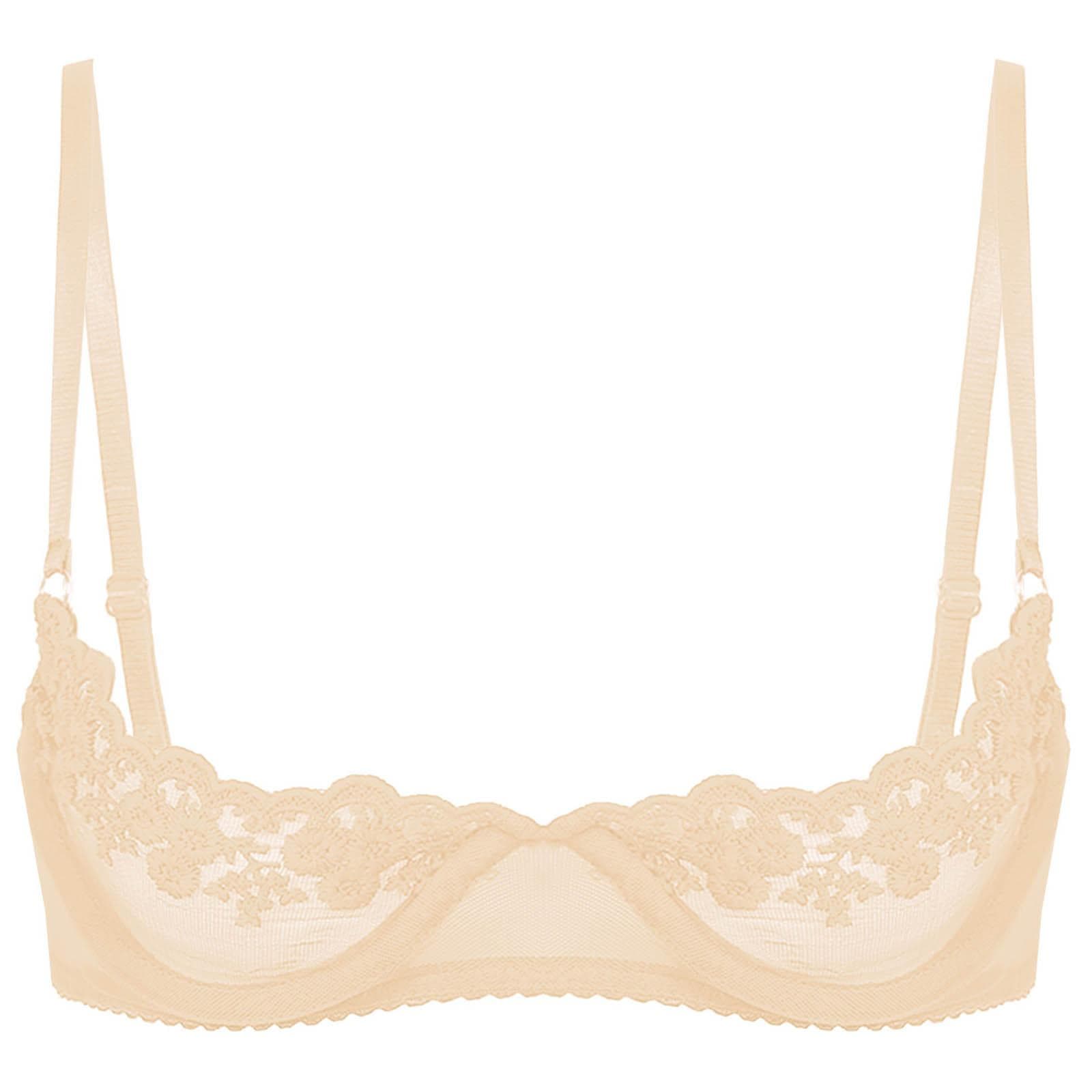 Sexy Women 1/2 Cup Push Up Underwire Lace Bra Underwear Adjustable Fabric Brassiere Lingerie XL nude