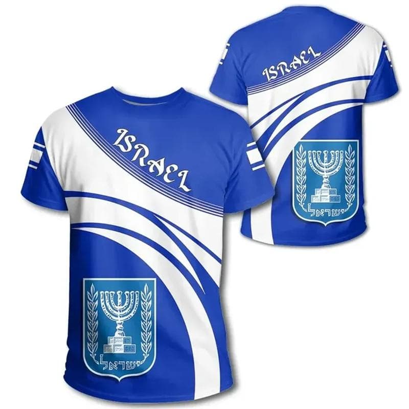 Israel Flag Men's T-shirt 3D Printed Israelis National Emblem Tops Short Sleeve O-Neck Oversized Sports Tee Shirt Clothing L