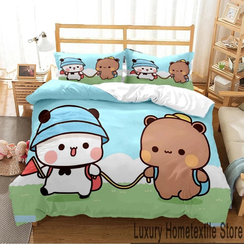 3D Print Bubu Dudu Cartoon Bear Panda Bedding Set Boys Girls Twin Queen King Size Duvet Cover Pillowcase Bed boys Adult EU Single 135x200cm