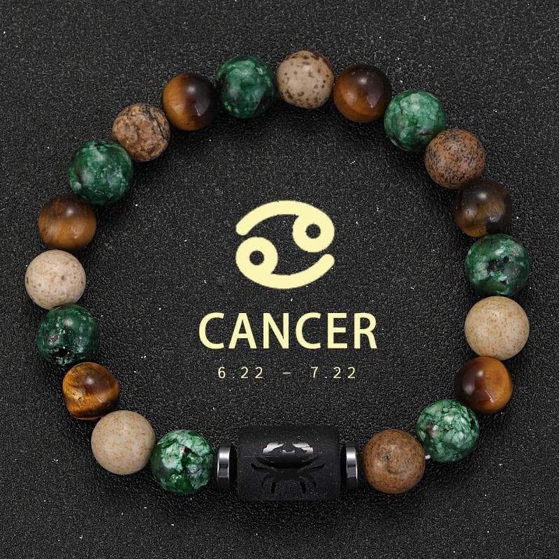 12 Zodiac Signs Natural Stone Bracelets Taurus Cancer Virgo Pisces Bracelets Ladies Men Couples Friendship Jewelry Gift Bracelet
