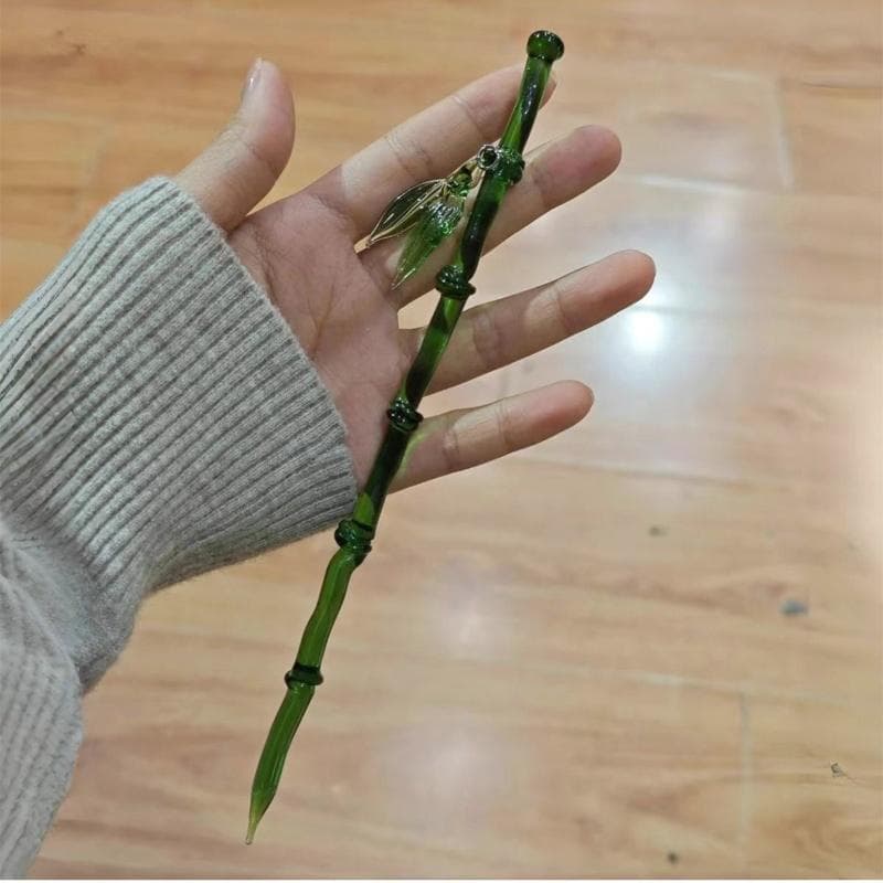 Green Resin Bamboo Leaf Pendant Hair Stick New for Women Girls Chinese Style Vintage Acrylic Chopstick Hairpin Hair Accessories