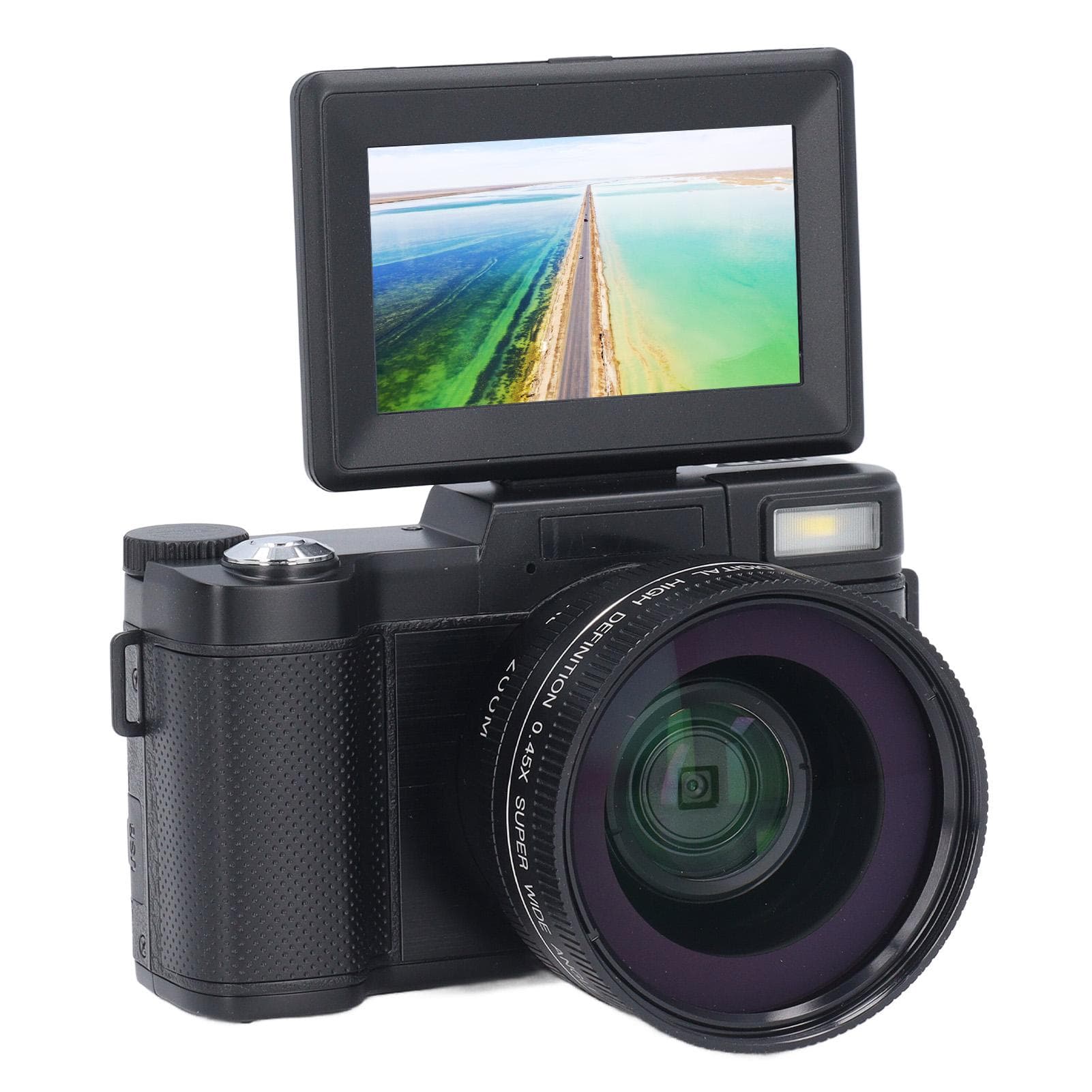 4K Digital Camera Face Detection Autofocus Anti Shake 48MP Vlogging Camera with 32G Card 3in 180 black