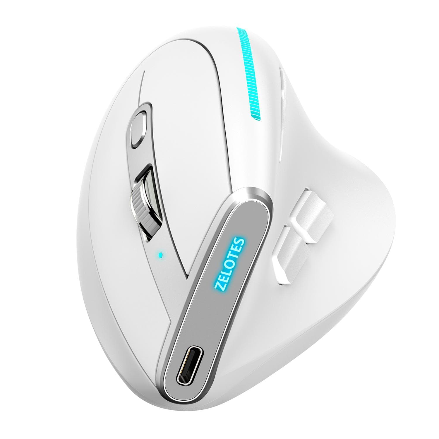 ZELOTES F-36 Wireless vertical 2.4G Bluetooth mouse full color light 8 key programming five DPI white