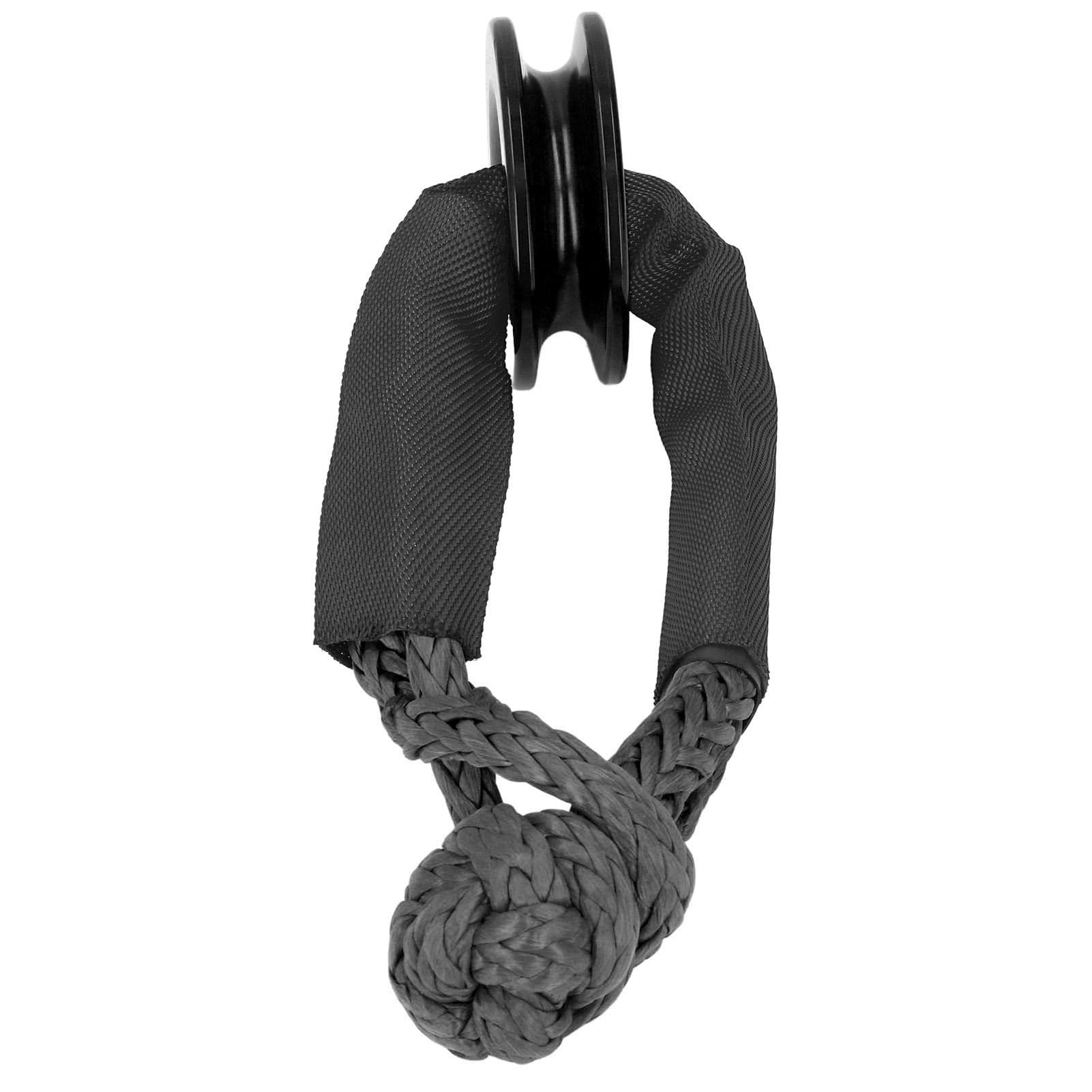 Recovery Ring Kit Synthetic Soft Shackle Rope Aluminium Alloy Snatch Ring for ATV UTV SUV black