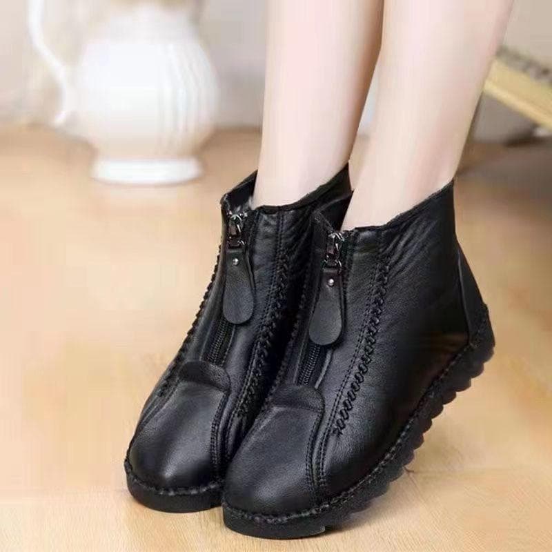 Winter Cotton Shoes Plush Insulation Shoes Flat Bottomed Anti Slip and Wear-resistant Women's Shoes 39 black