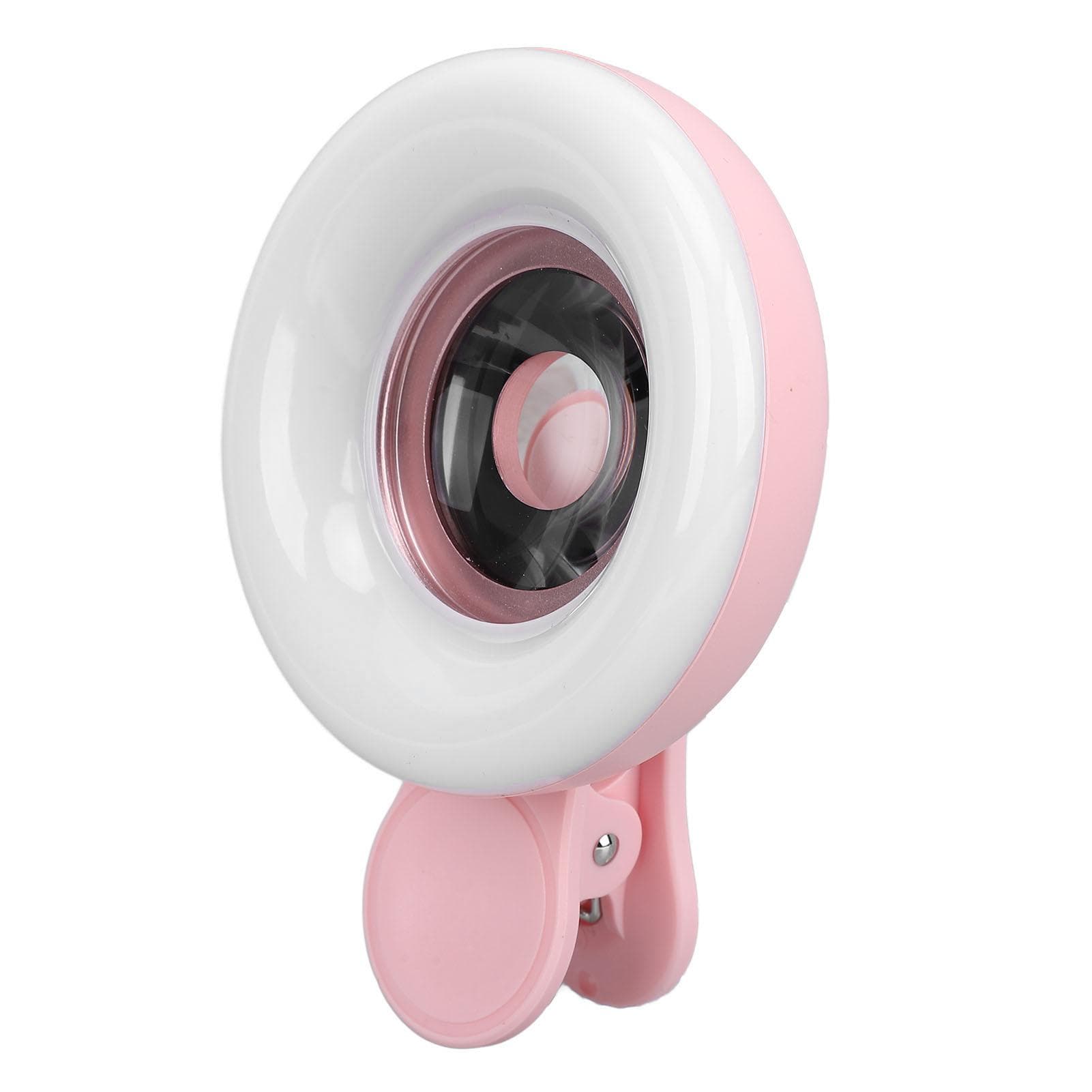 15X Macro Lens Mobile Phone 2 in 1 HD Camera Lens with LED Ring Flash Light Smartphone Selfie Live pink